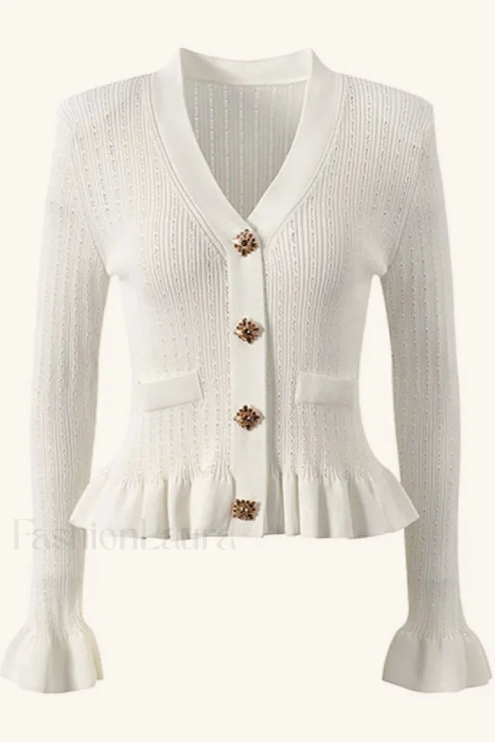 Elegant Lotus Leaf Hem Knit Cardigan