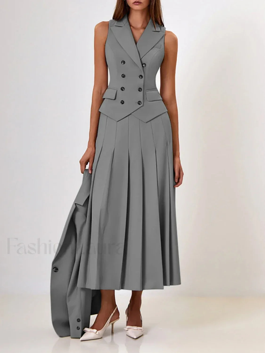 Elegant Spliced Tunic Skirt Two Piece Set