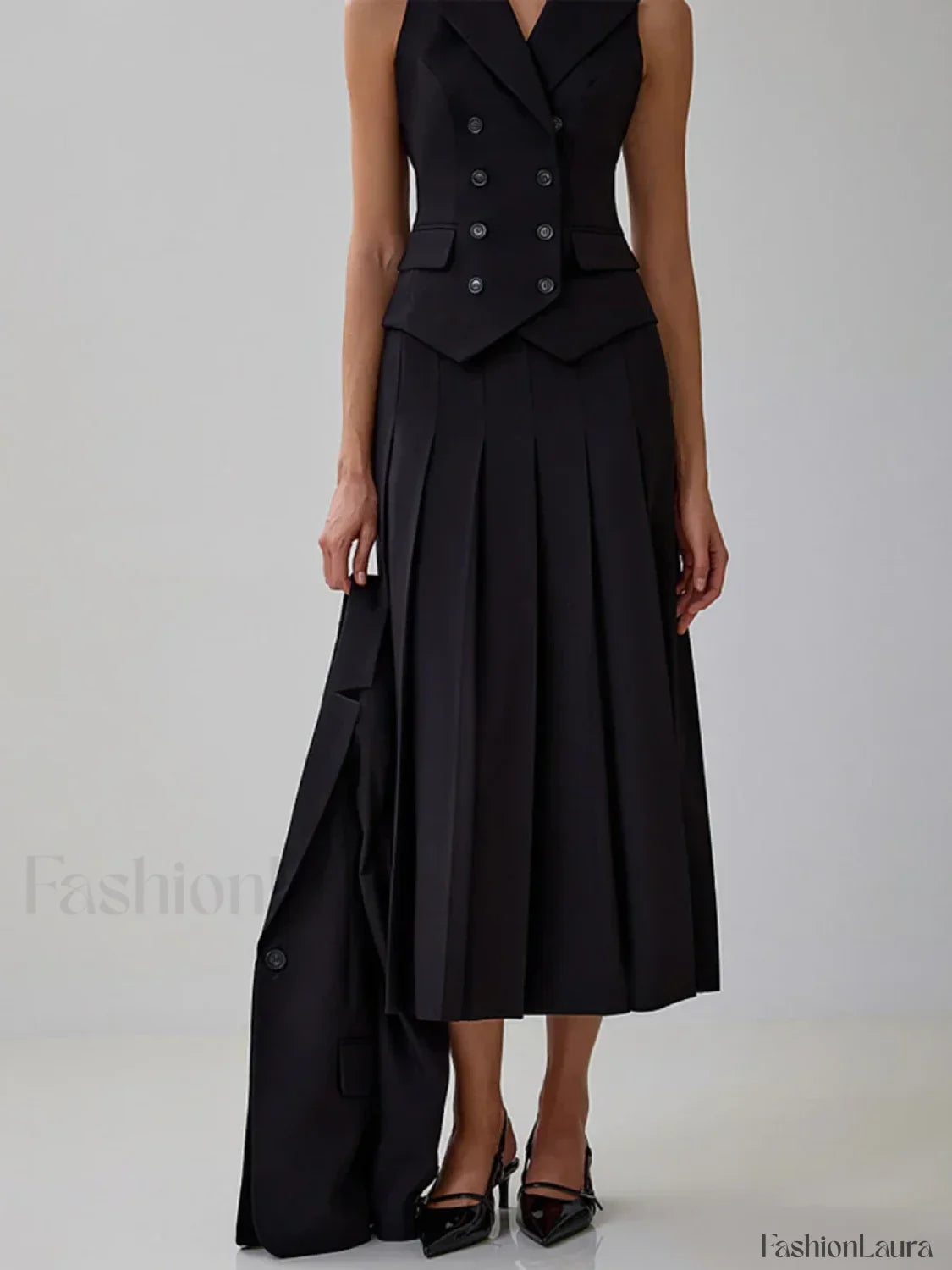 Elegant Spliced Tunic Skirt Two Piece Set