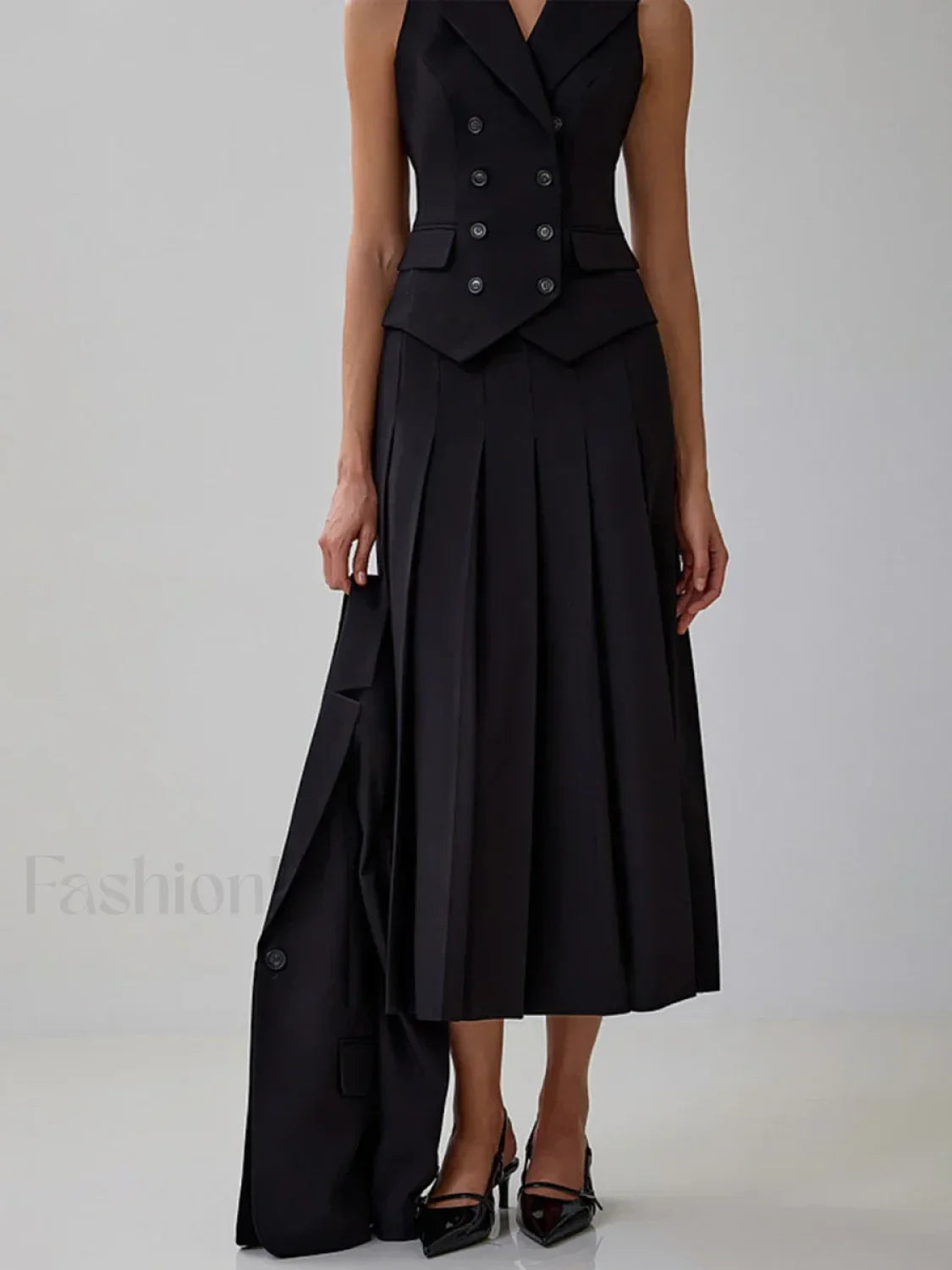 Elegant Spliced Tunic Skirt Two Piece Set