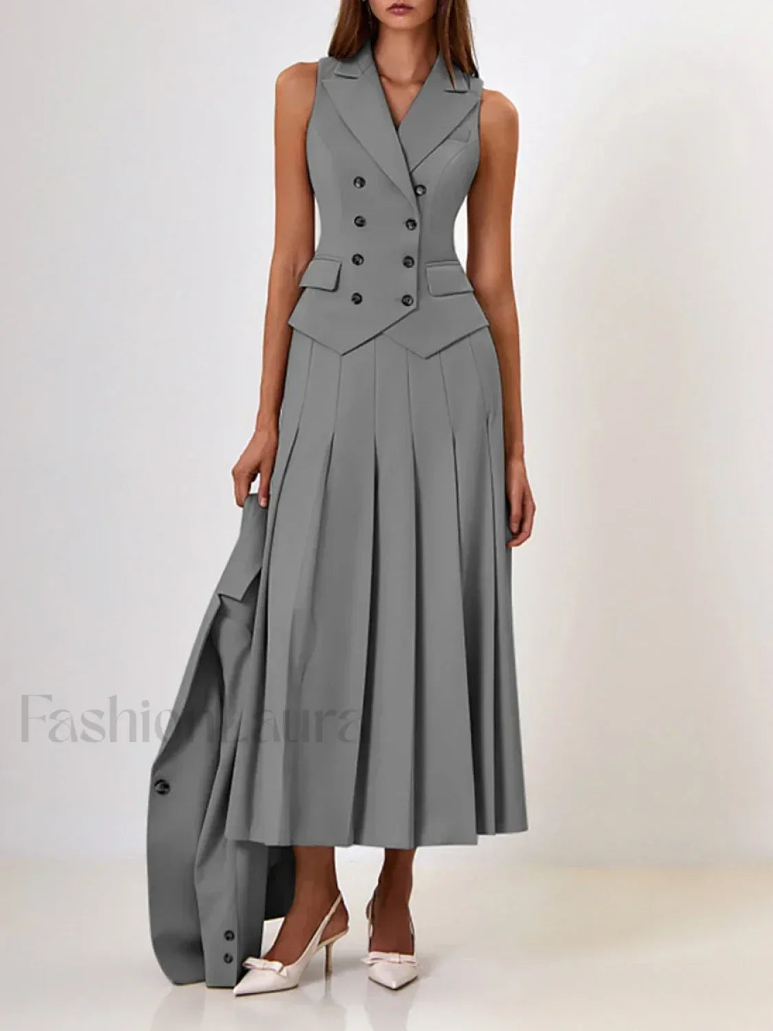 Elegant Spliced Tunic Skirt Two Piece Set