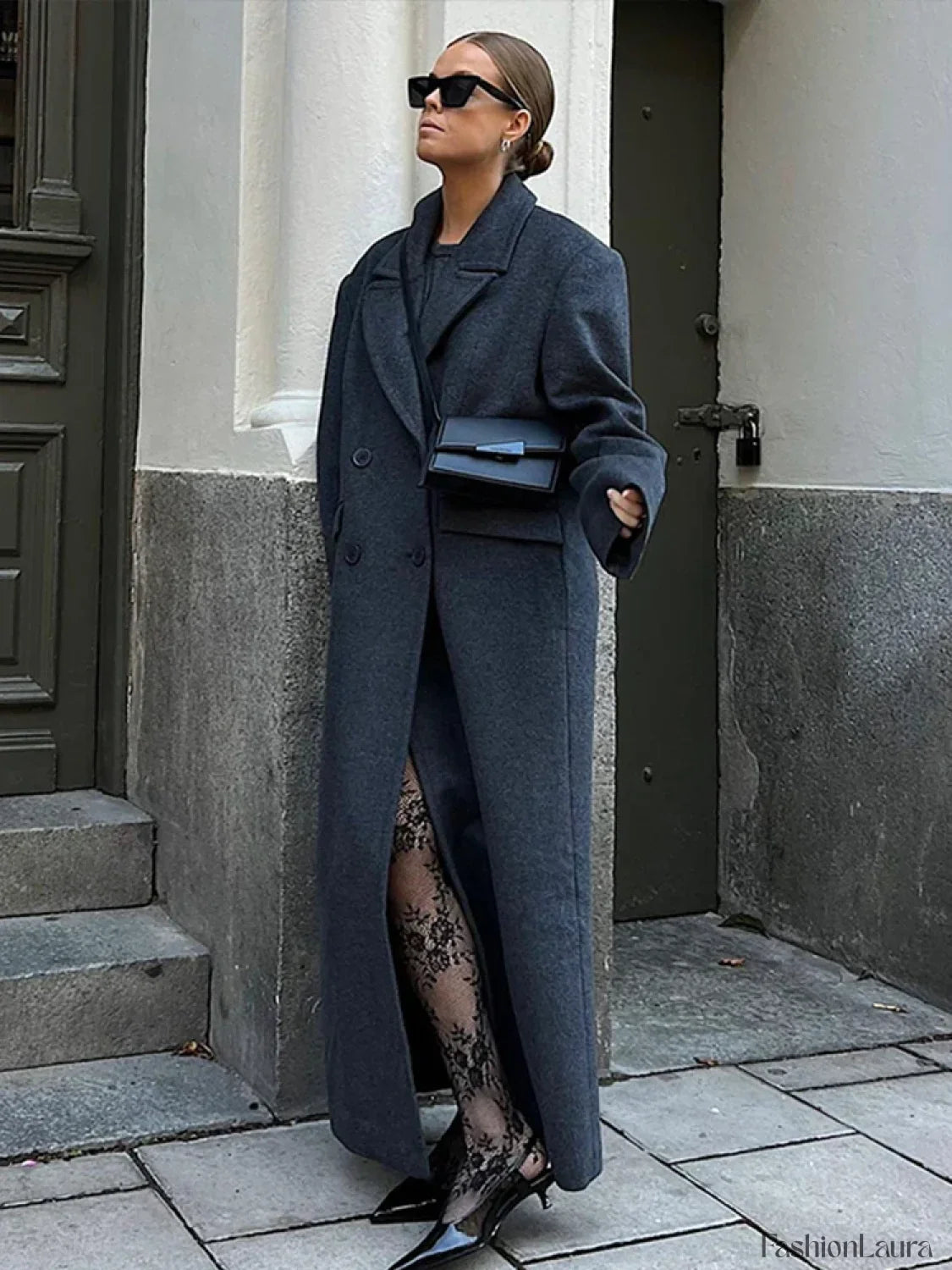 Elegant Women's Woolen Overcoat Double Breasted Overcoat