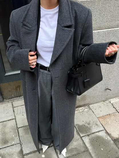 Elegant Women's Woolen Overcoat Double Breasted Overcoat