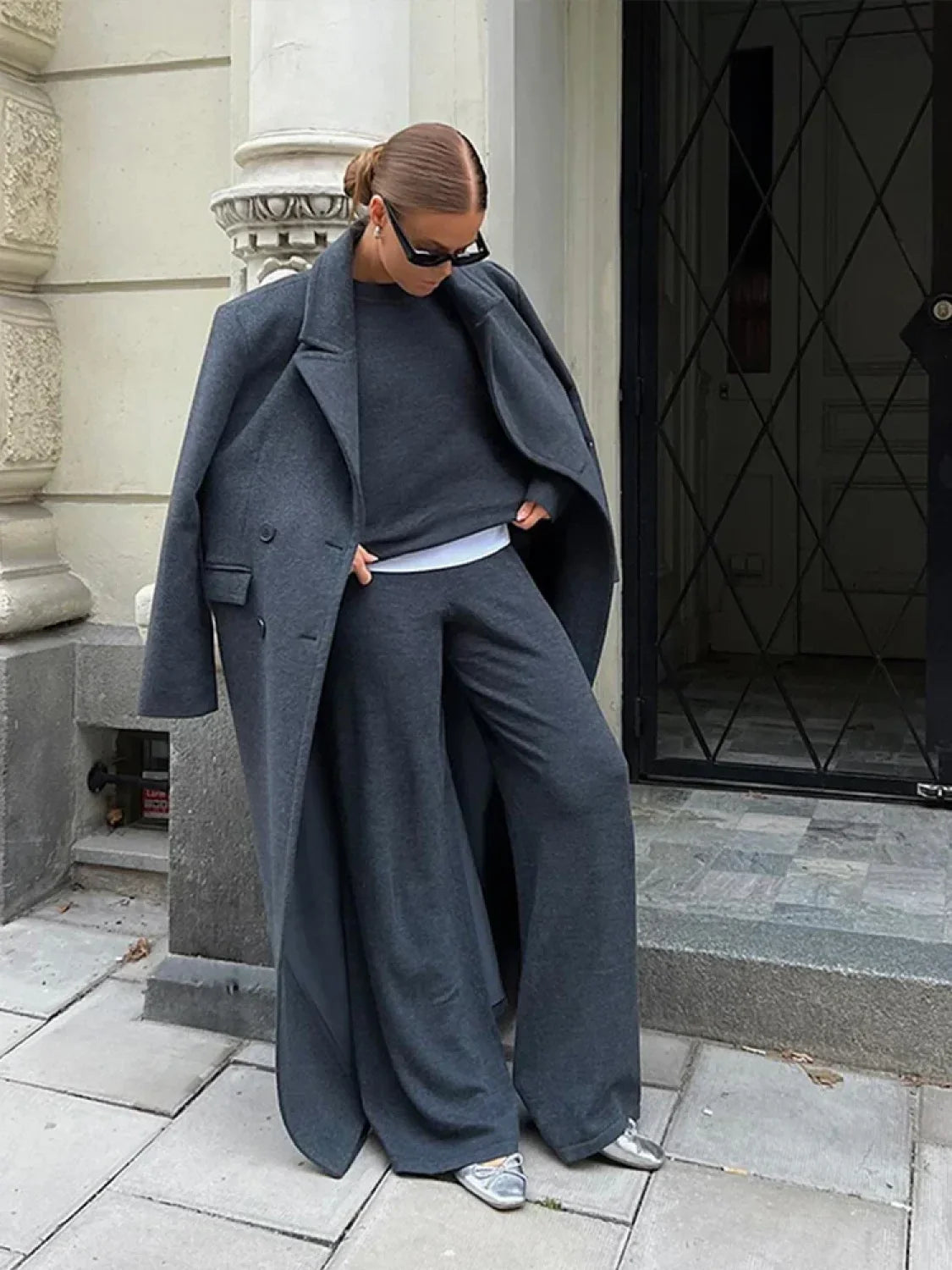 Elegant Women's Woolen Overcoat Double Breasted Overcoat