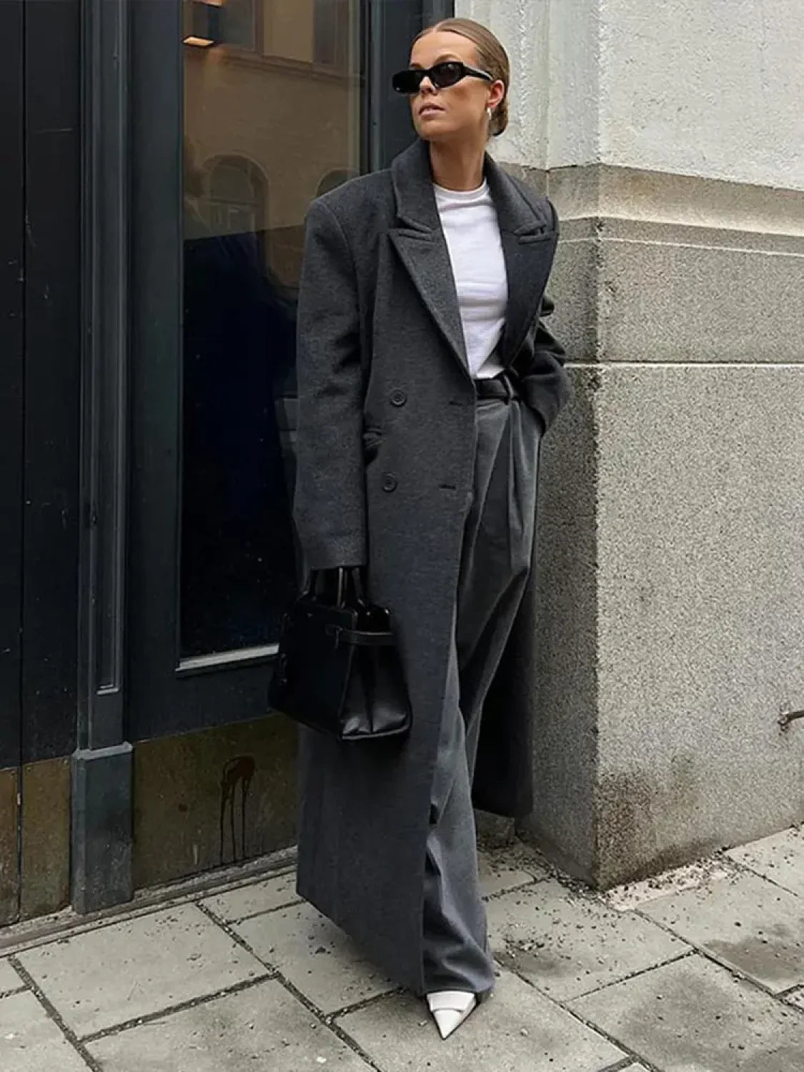 Elegant Women's Woolen Overcoat Double Breasted Overcoat