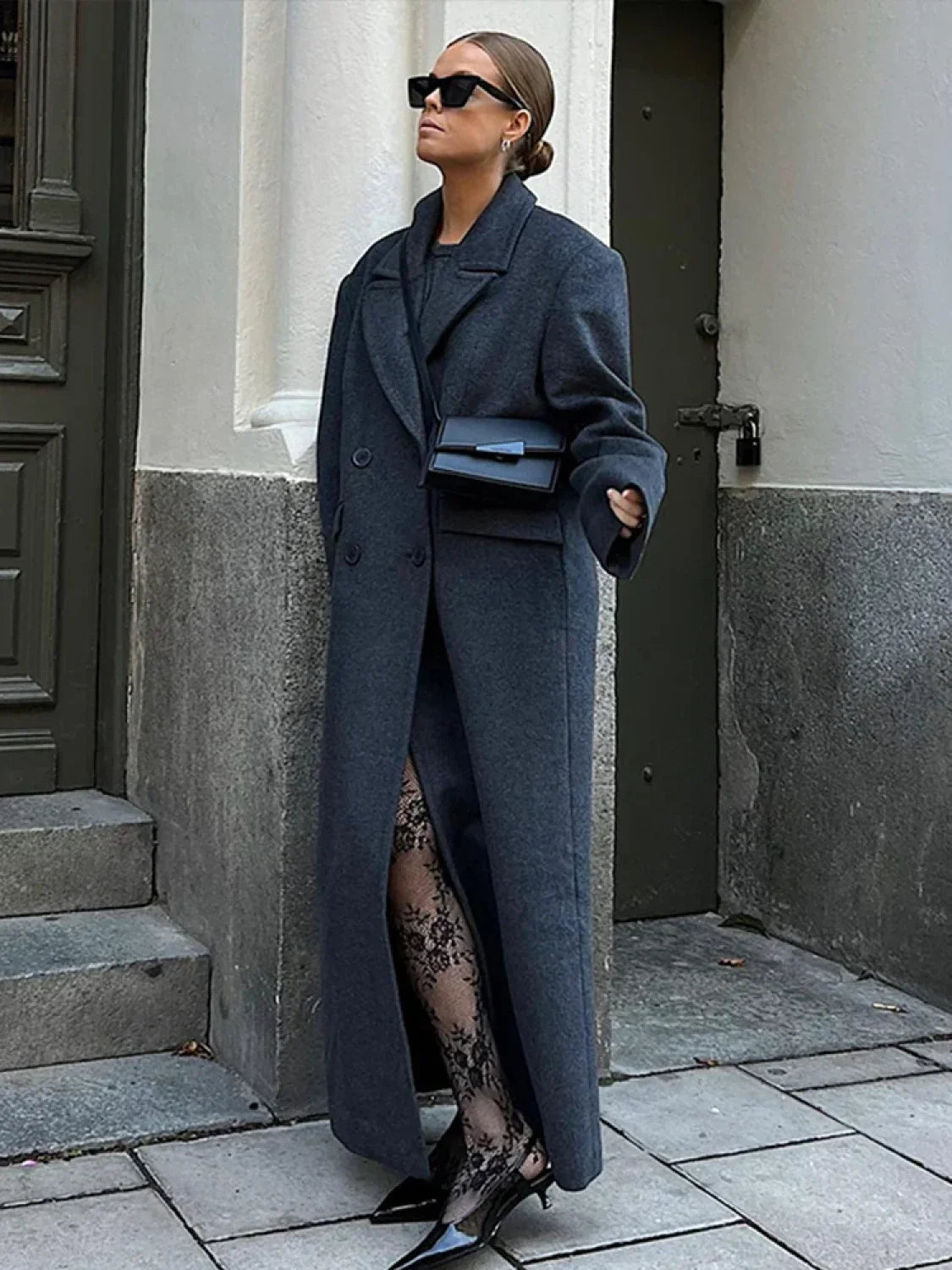 Elegant Women's Woolen Overcoat Double Breasted Overcoat