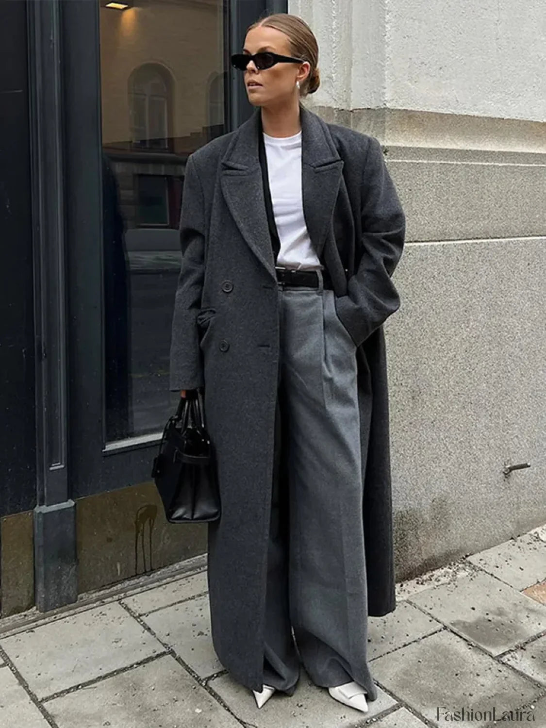 Elegant Women's Woolen Overcoat Double Breasted Overcoat