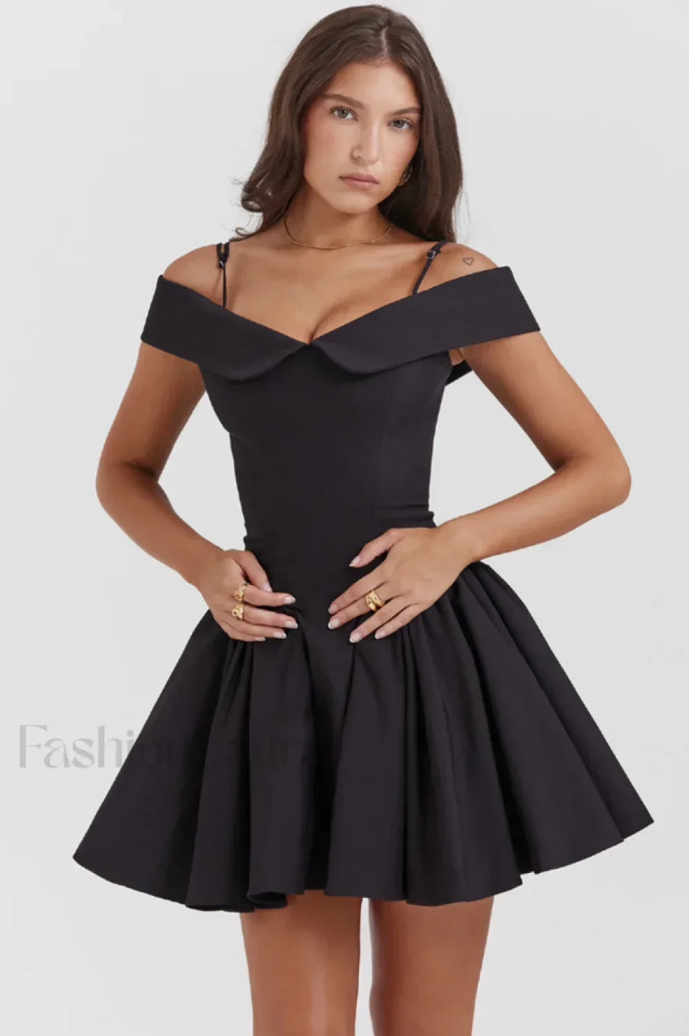 Elida Black Stylish Mini Dress