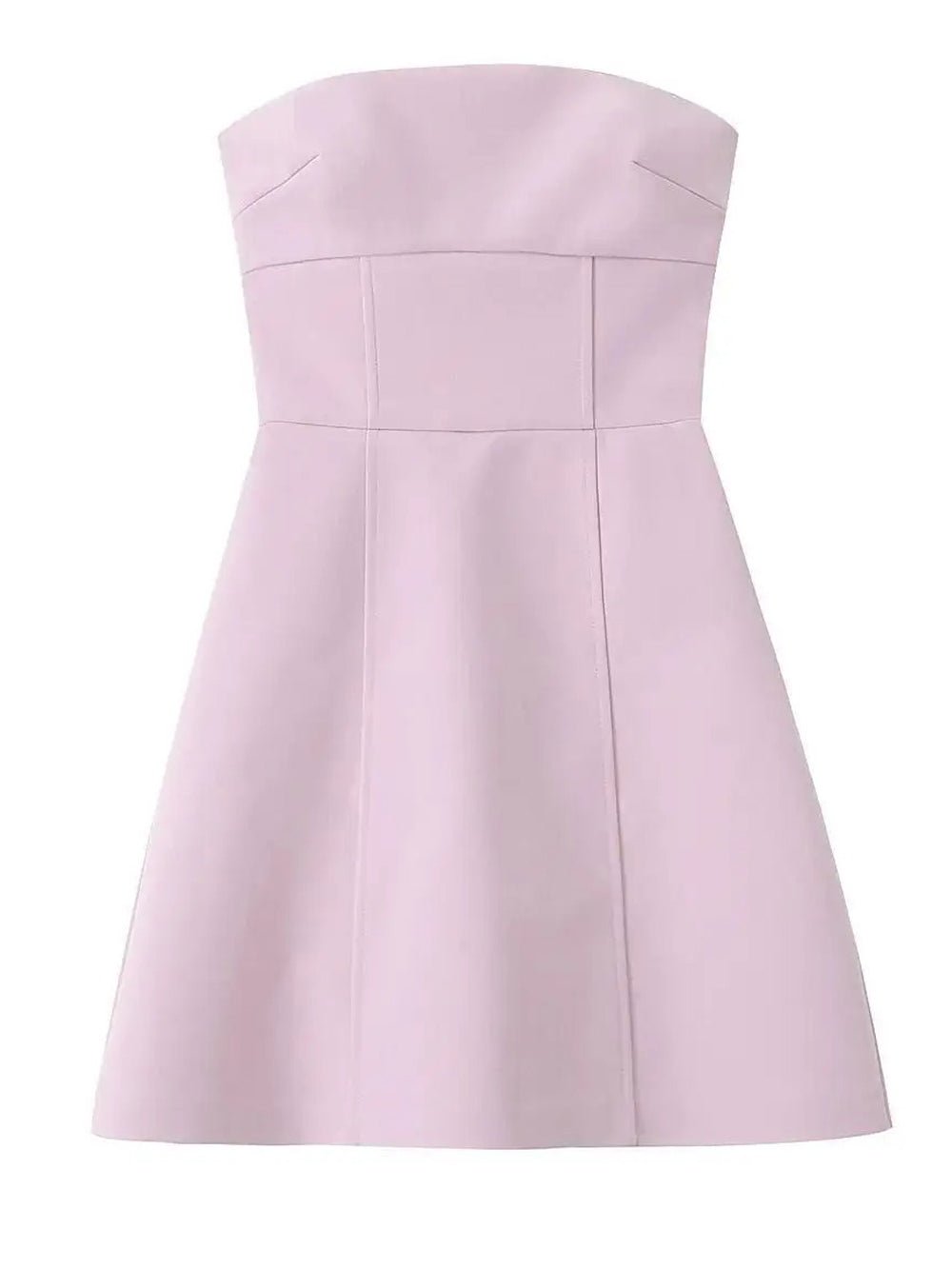 Pink Strapless Bow Front Princess Seam A-Line Mini Dress