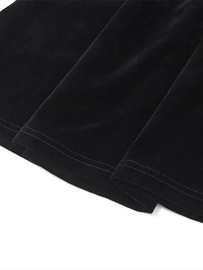 Velvet Strapless Satin Trim Fit and Flare Mini Dress