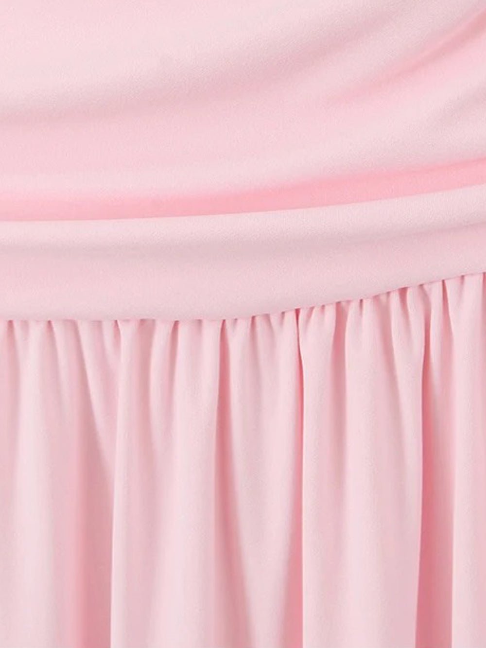 Pink Strapless Ruched Gathered Bodice Pleated Flowy Maxi Dress