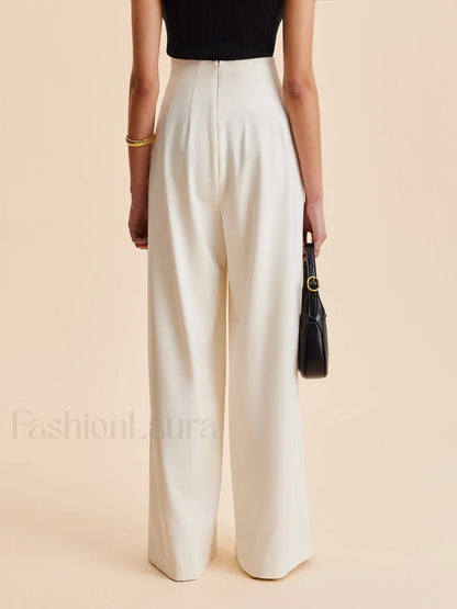 Embellished High-Waist Wide-Leg Pants