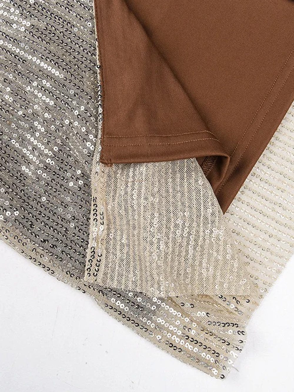 Apricot Sequin Square Neck Spaghetti Strap Bodycon Maxi Dress