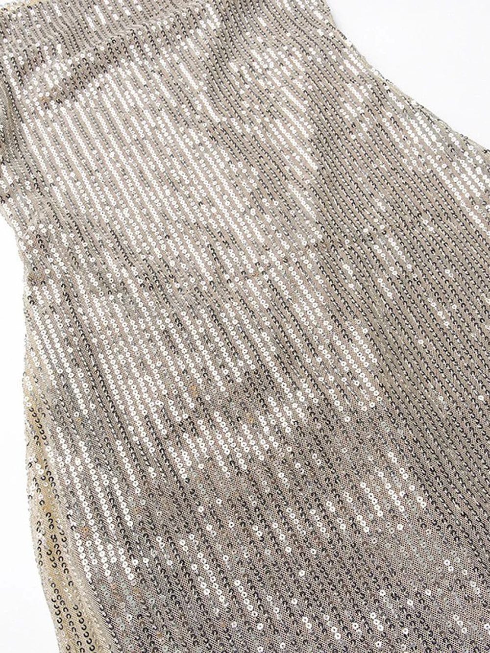 Apricot Sequin Square Neck Spaghetti Strap Bodycon Maxi Dress