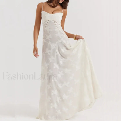 Embroidered Lace Off Shoulder Maxi Dress