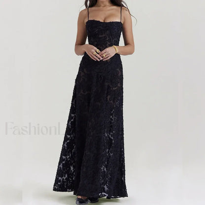 Embroidered Lace Off Shoulder Maxi Dress