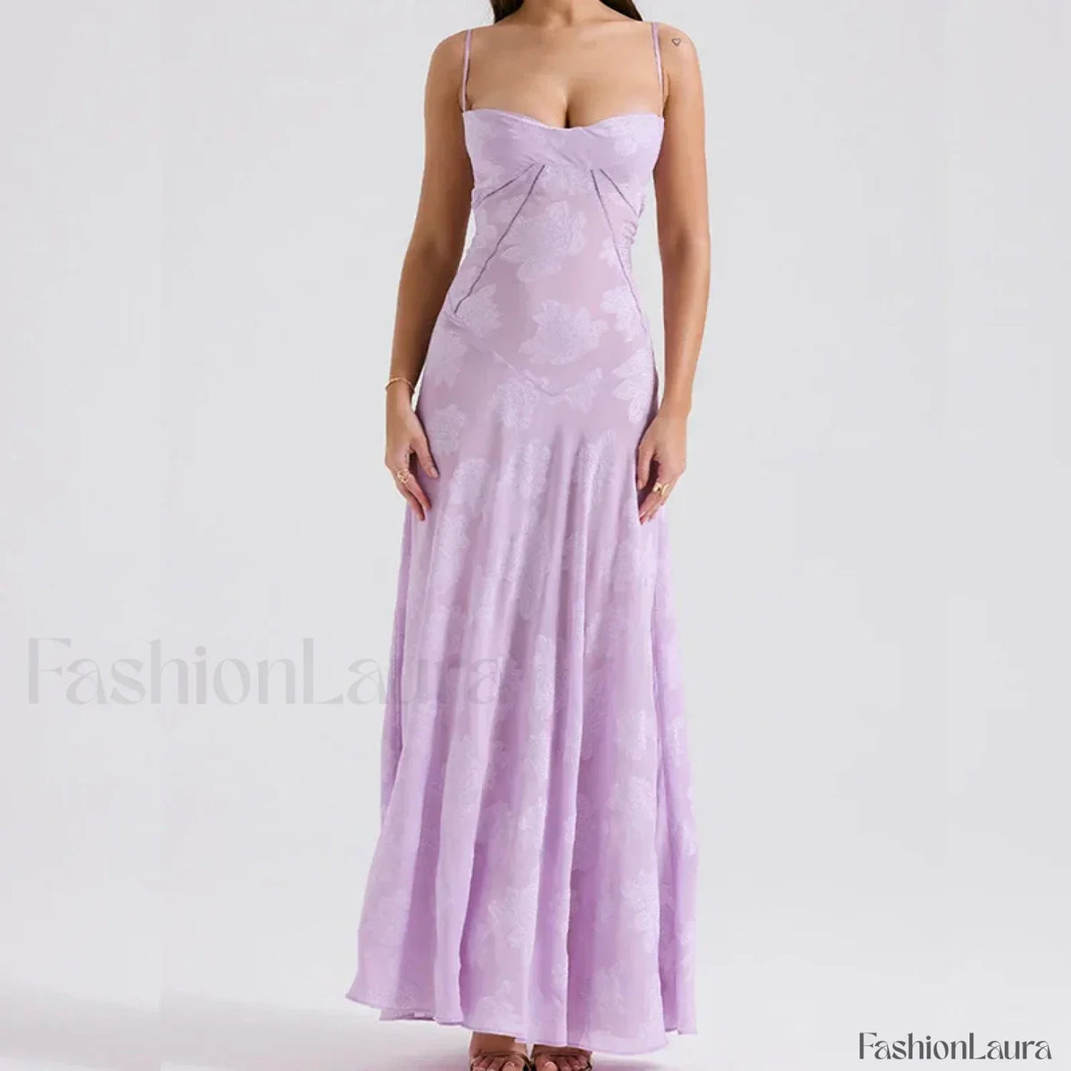 Embroidered Lace Off Shoulder Maxi Dress
