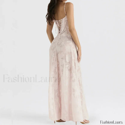 Embroidered Lace Off Shoulder Maxi Dress