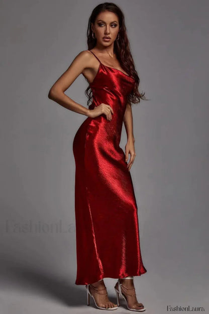Emily Metallic Stylish Gold Maxi Dress
