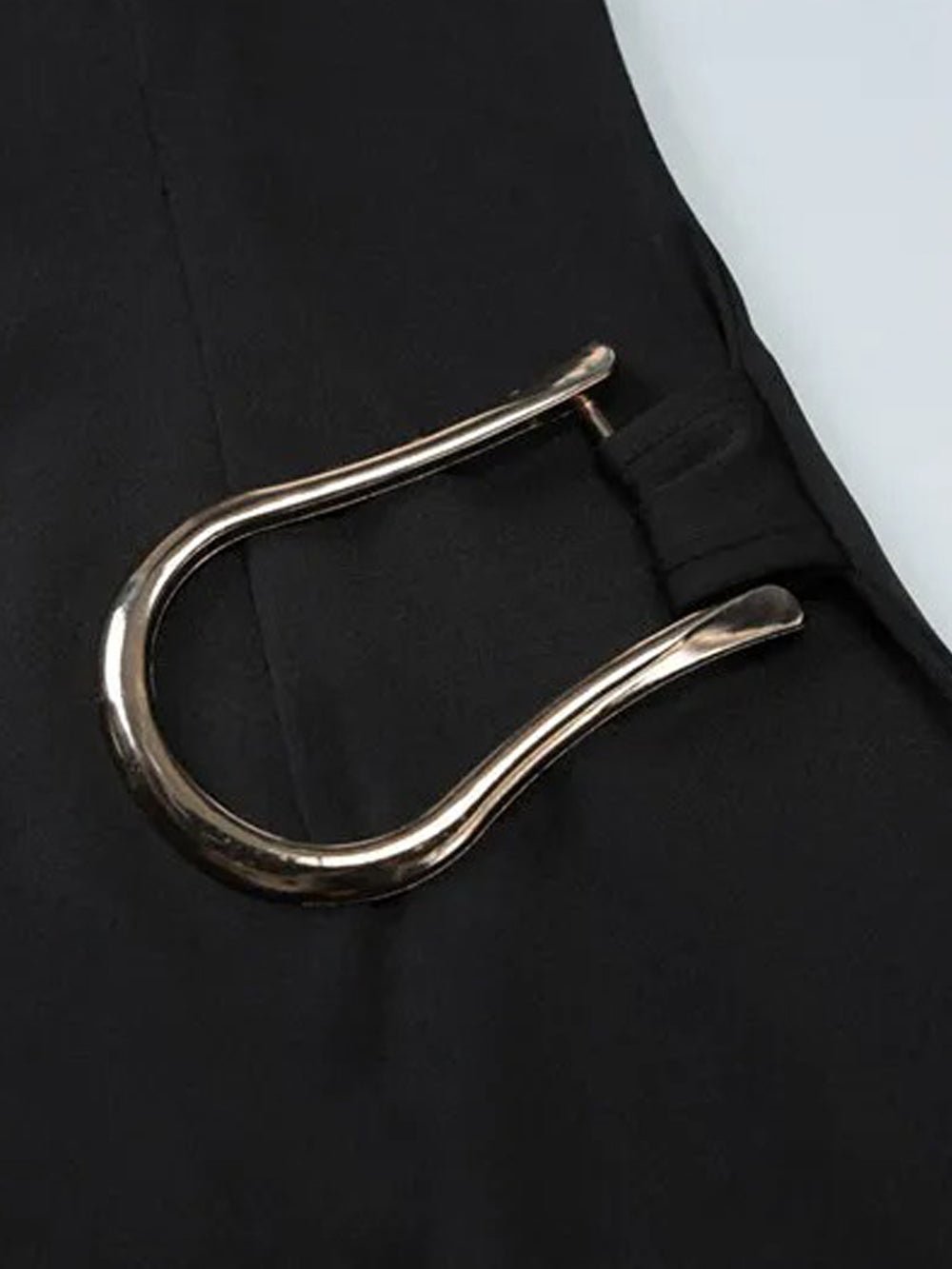 Black Mock Neck Short Sleeve Draped Sash Hardware Detail Bodycon Mini Dress