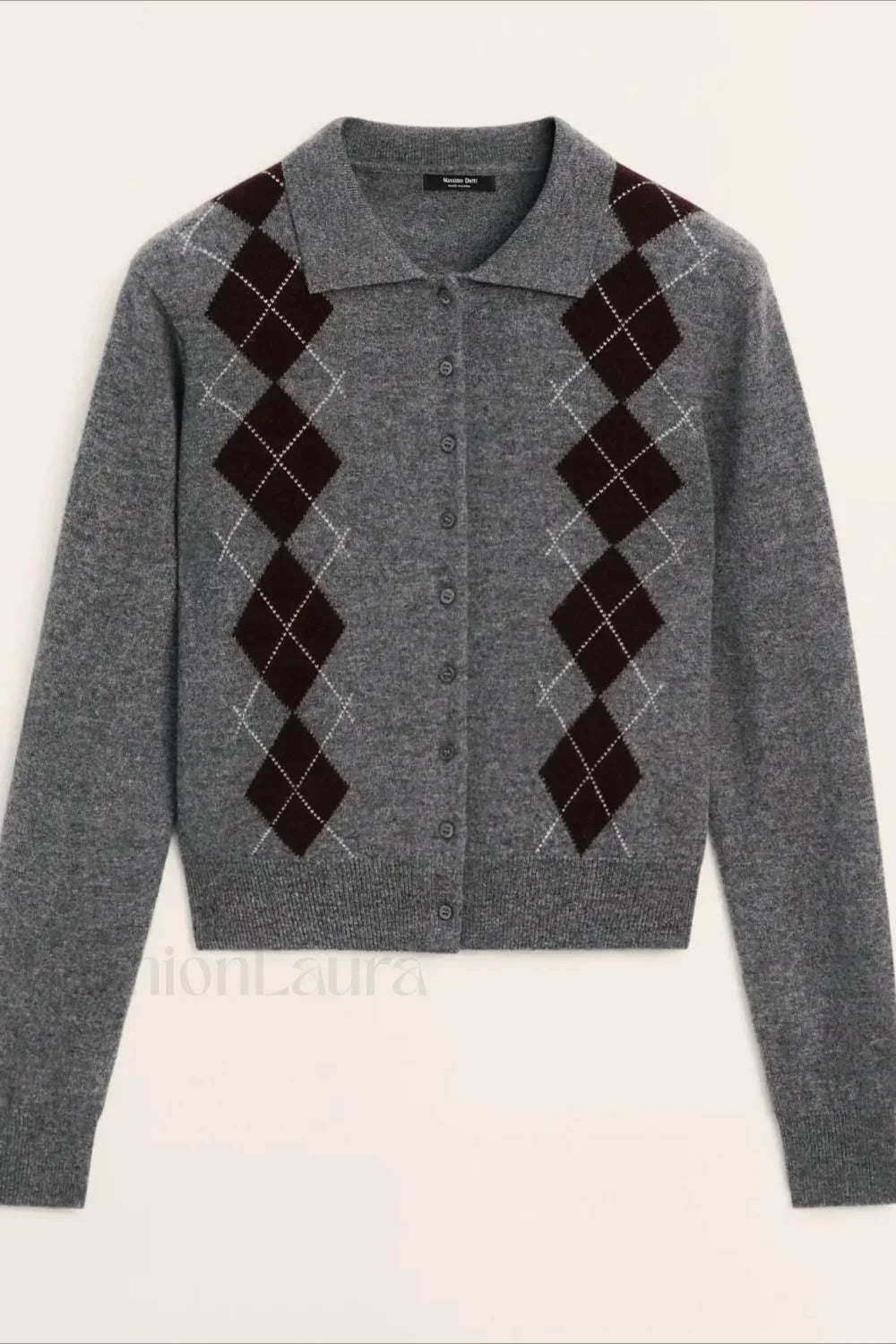 English College Style Polo Neck Knit Cardigan
