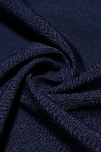 Navy Blue Sweetheart Spaghetti Strap Corset Bodice Pleated Pocket Midi Dress