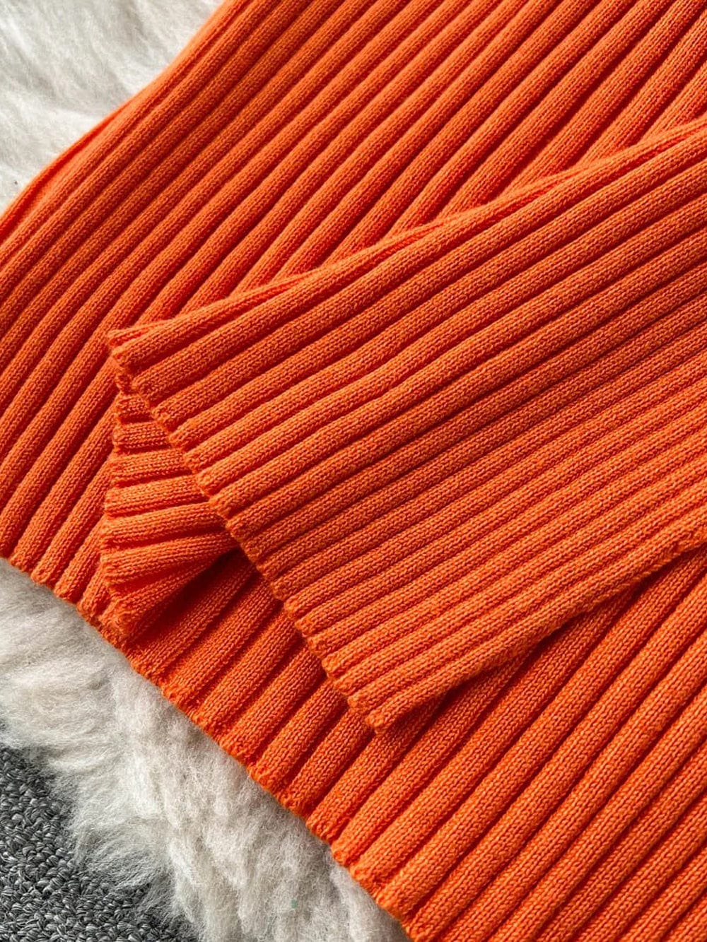 Knit Ribbed Halter Neck Ring Detail Waist Cut Out Midi Dress