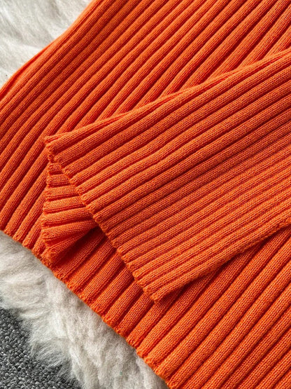 Knit Ribbed Halter Neck Ring Detail Waist Cut Out Midi Dress