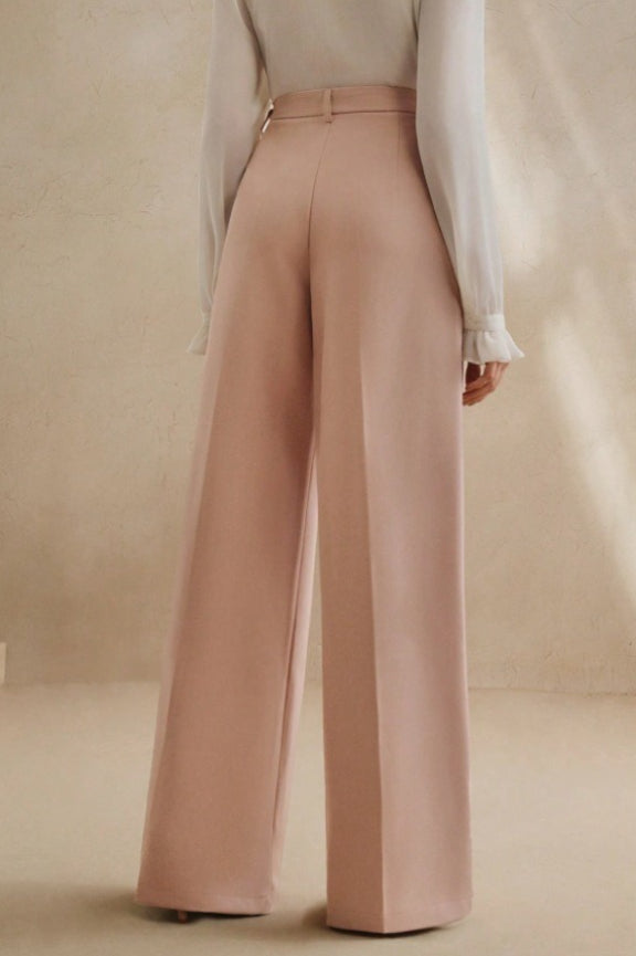 High Waist Fluid Long Straight Pants