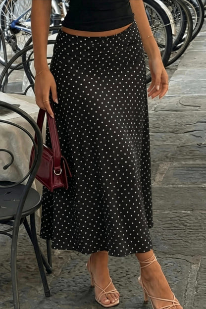 Polka Dot Sheer A-line Midi Skirt