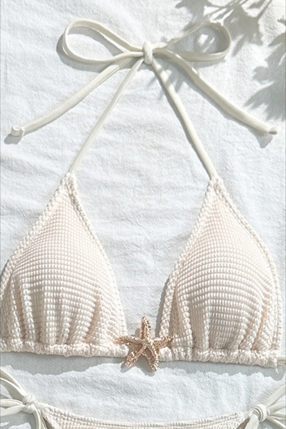 Mesh Long Skirt Starfish Detail Three Piece Swim Set