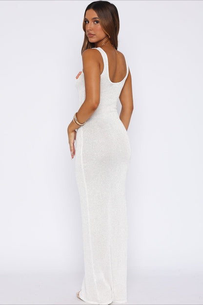 Shimmer Mesh Strap Maxi Vacation Dress