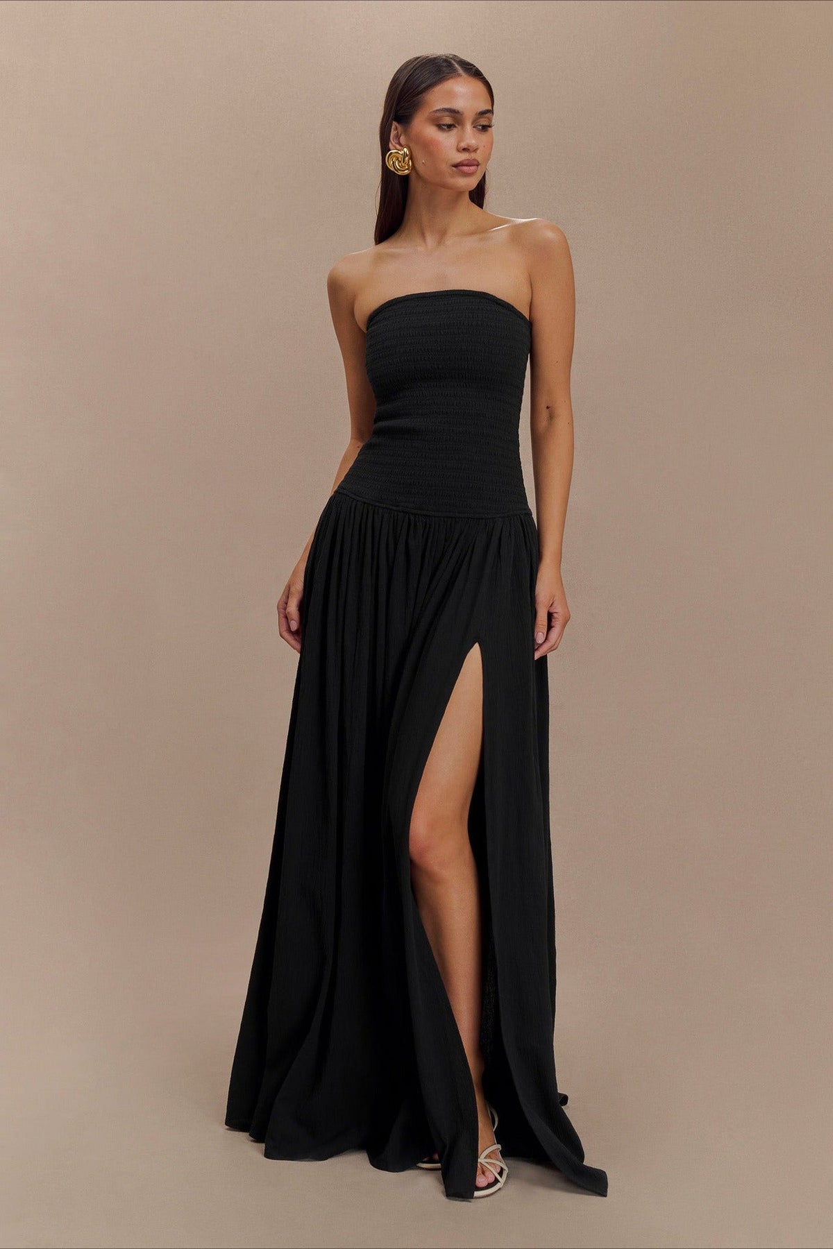 Solid Color Sleeveless Backless Ruched Corset Maxi Prom Dress