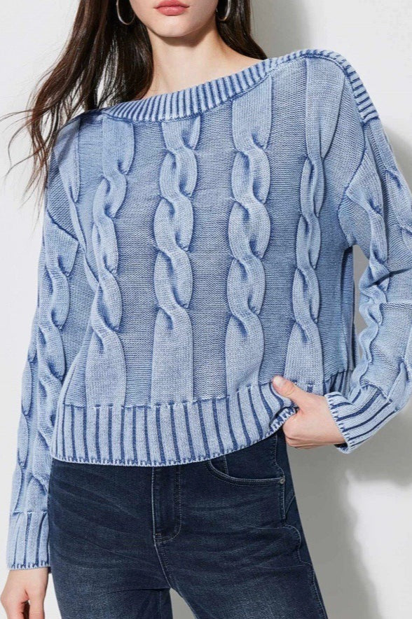 Vintage Cable Knit Off-Shoulder Sweater