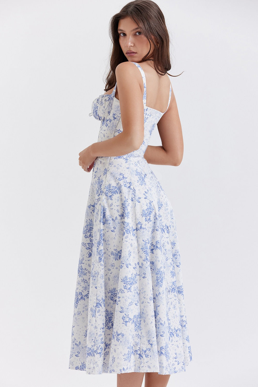Strap Slit Floral Maxi Floral Dress