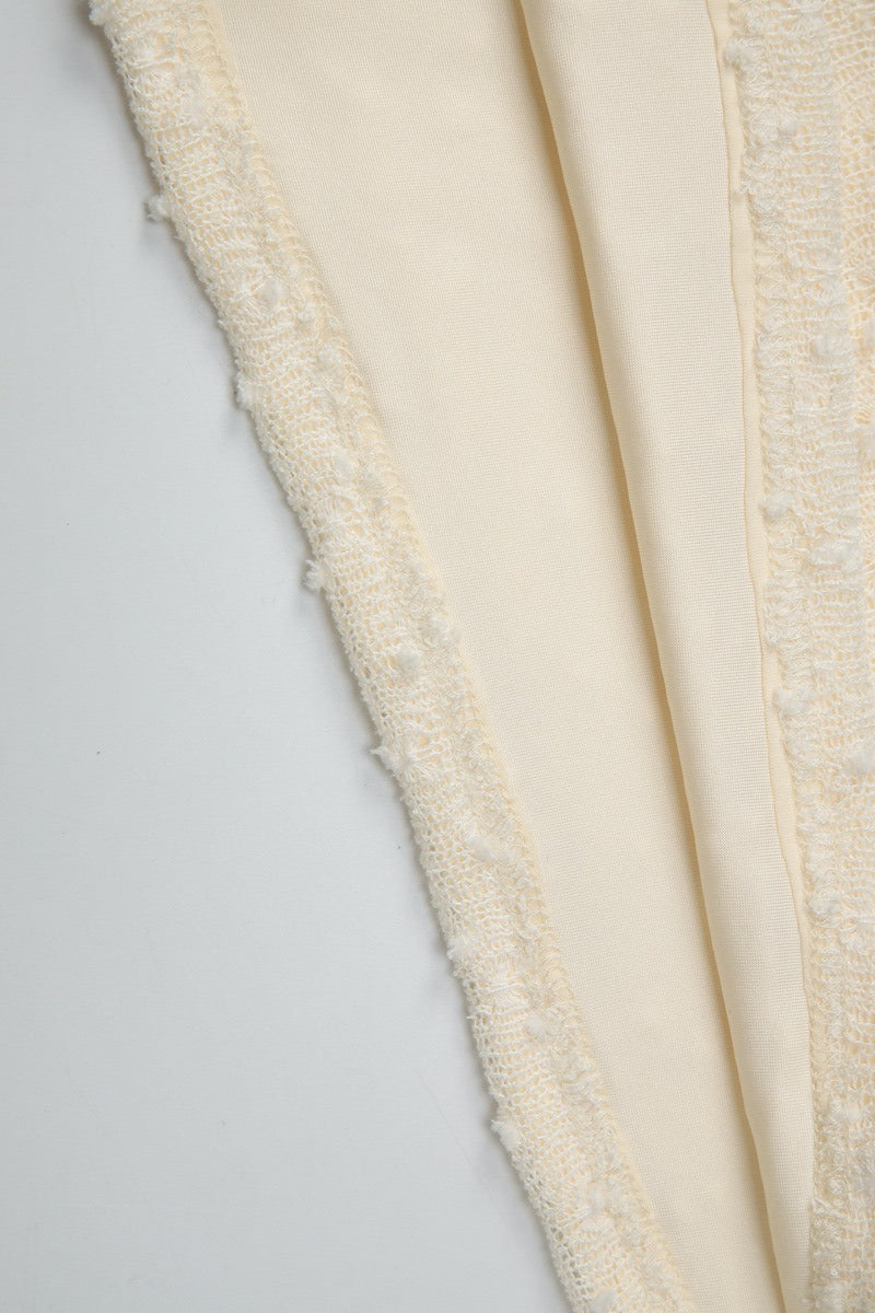 Foldover Off Shoulder Bell Sleeve Lace Tee