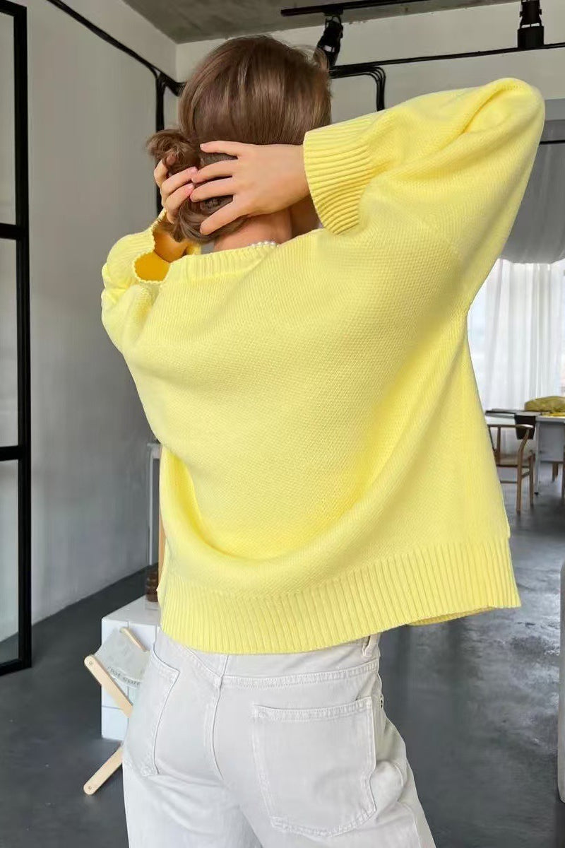 V Neck Pocket Knit Cardigan
