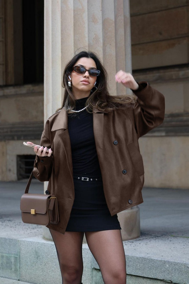 Vintage Relaxed Leather Coat