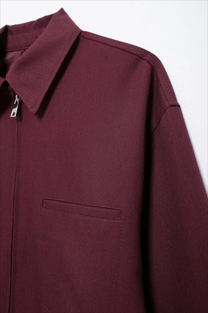 Burgundy Casual Zip Jacket