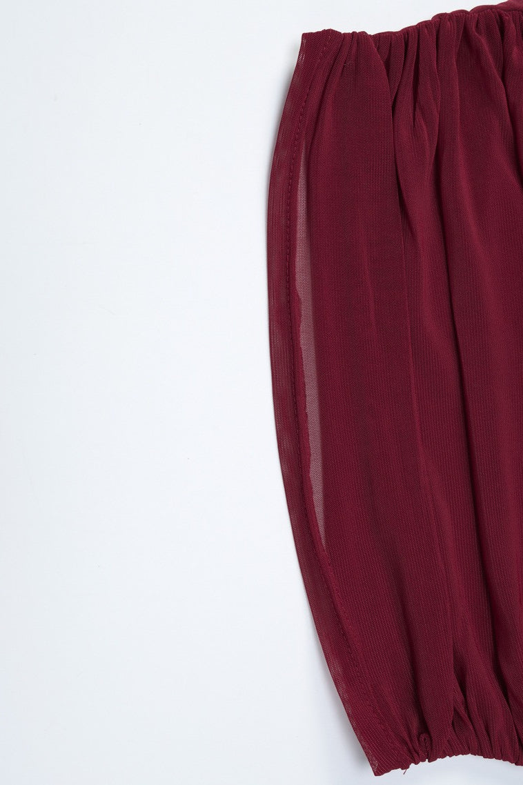 Mesh Panel Deep V Long Sleeve Tee