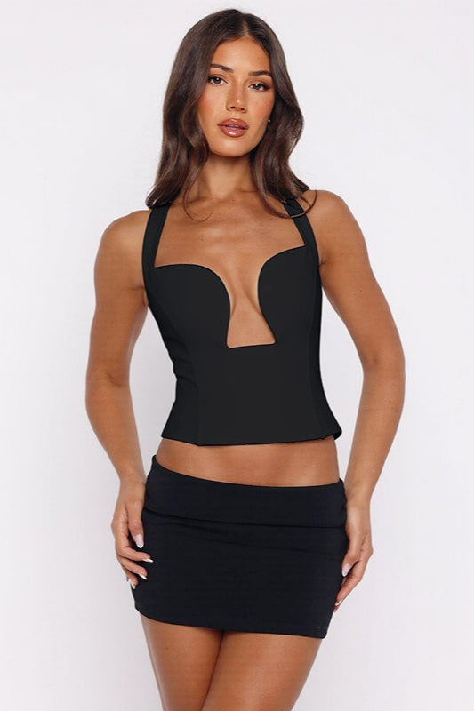 Underwire Halter Neck Double Layer Crop Top