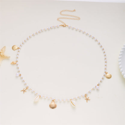 Starfish Shell Faux Pearl Waist Chain