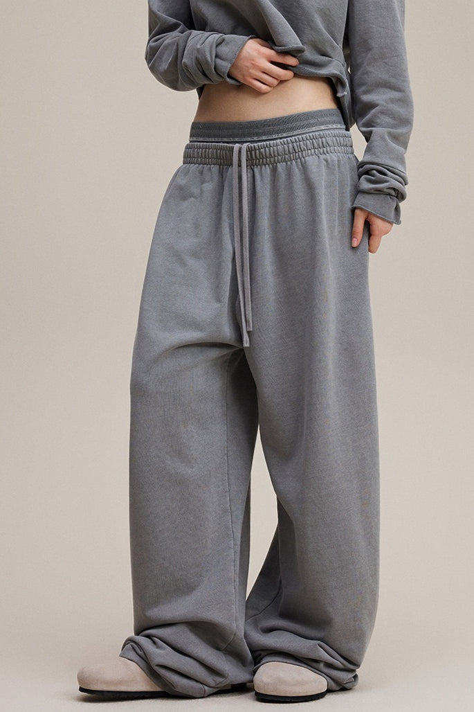 Double Waist Vintage Denim Knit Pants