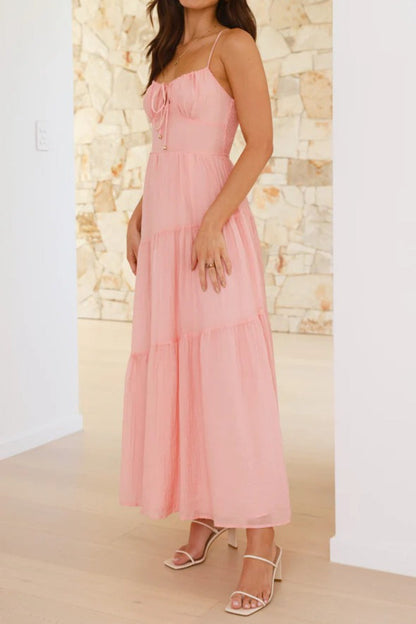 Patchwork Tie Back Flowy Boho Dress