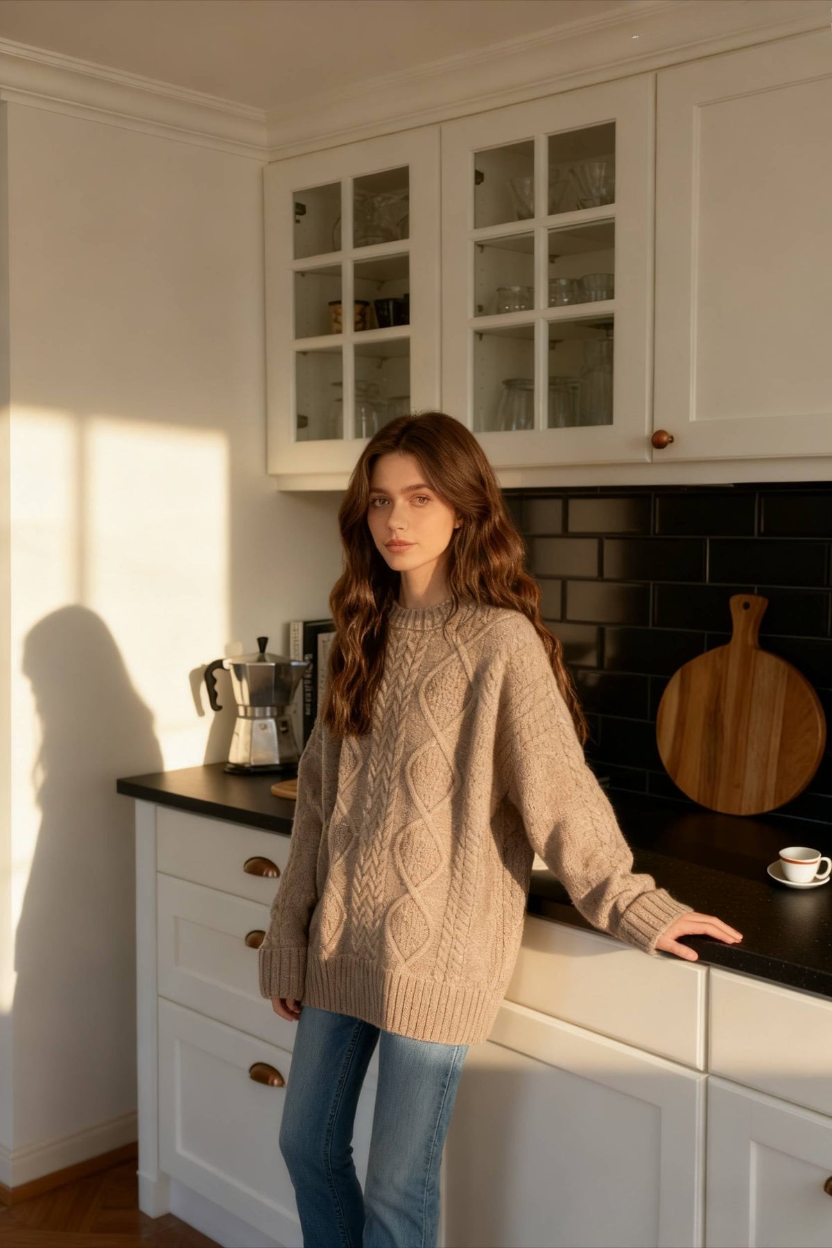 Cable Knit Graceful Cropped Sweater