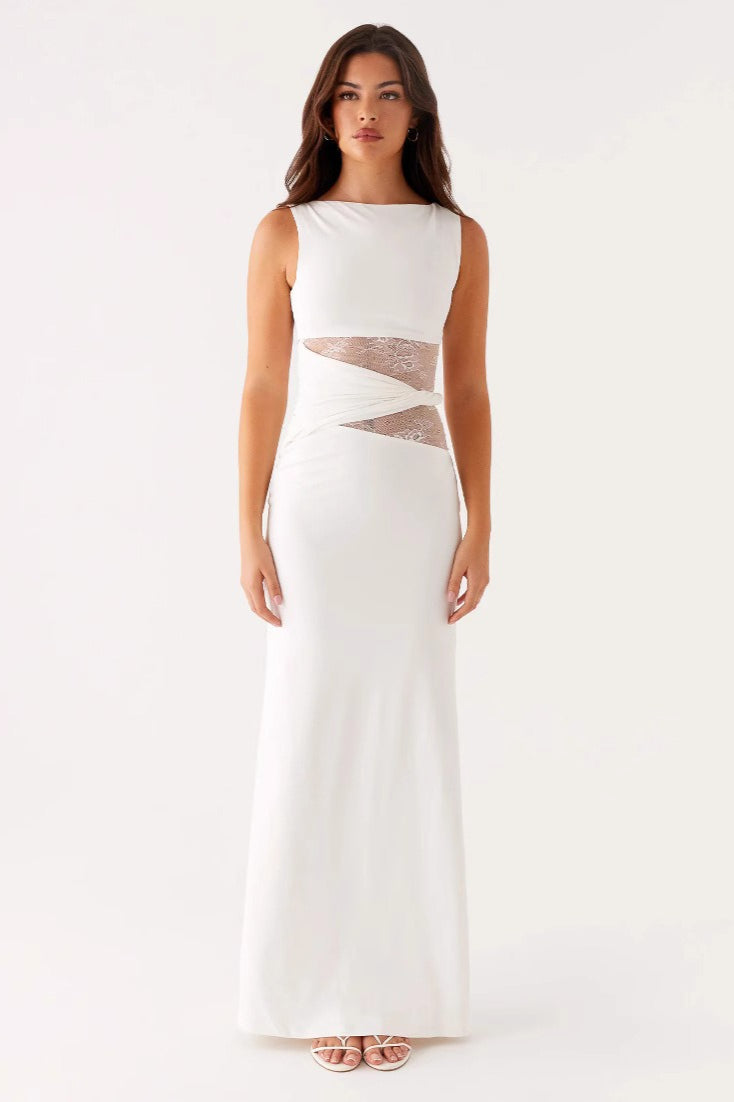 Cut Out Lace Panel Sleeveless Bodycon Dress