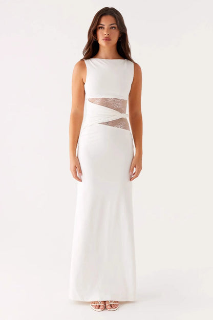 Cut Out Lace Panel Sleeveless Bodycon Dress