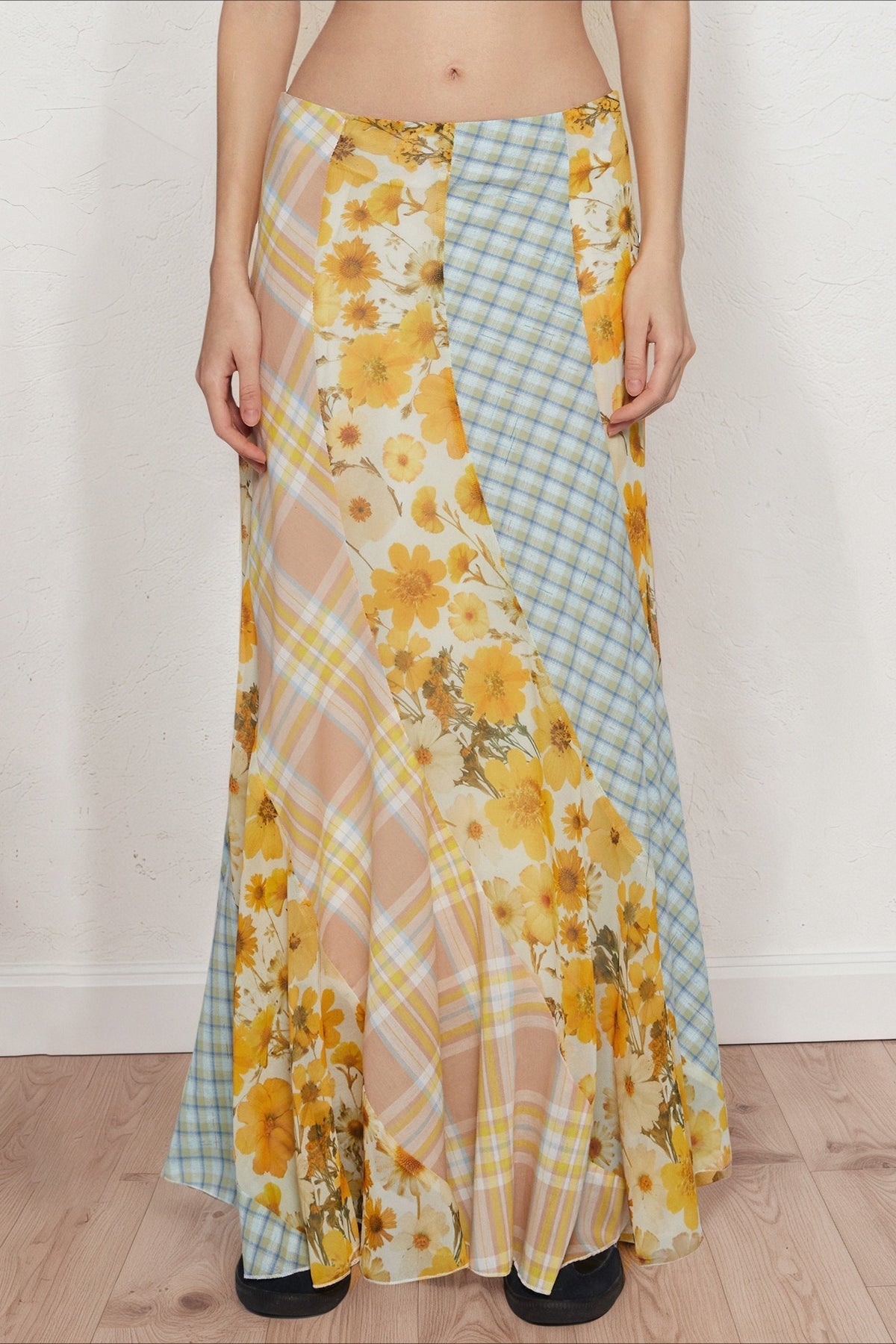 Daisy Floral Asymmetrical Boho Skirt