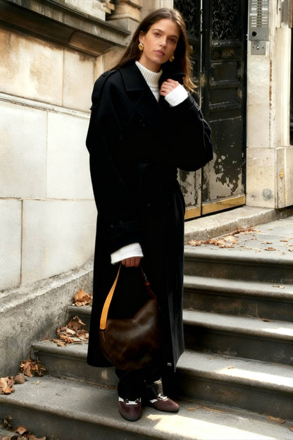 Casual Turn-Down Collar Double-Breasted Overcoat