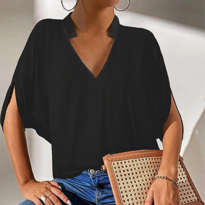 Popular Plain V-Neck Top